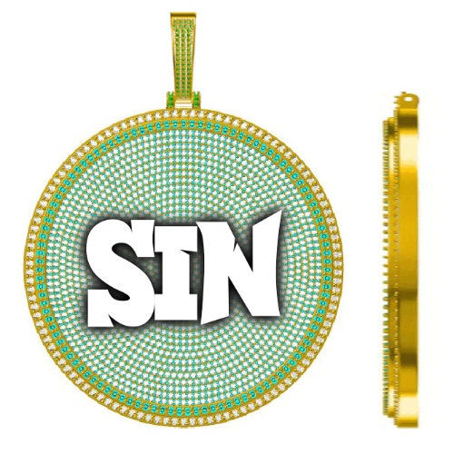 CUSTOM LETTER NECKLACE 3D BIG DISC