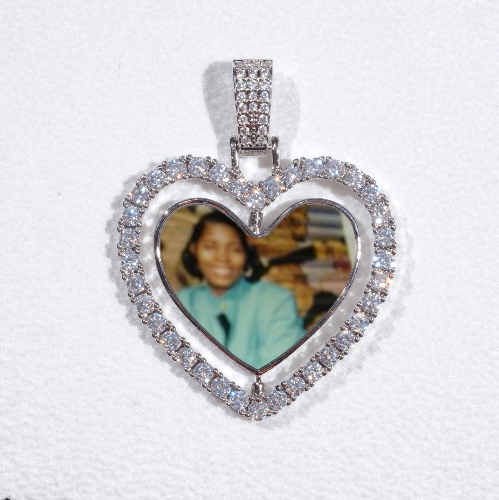 3D Spinning 2-Faced Heart Custom Picture Pendant