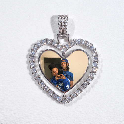 3D Spinning 2-Faced Heart Custom Picture Pendant