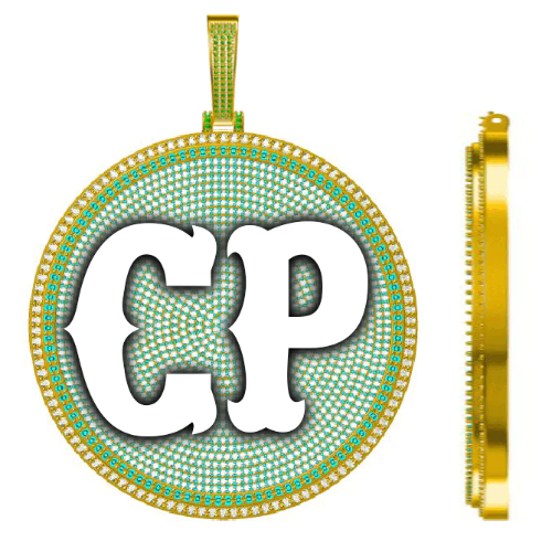 CUSTOM LETTER NECKLACE 3D BIG DISC