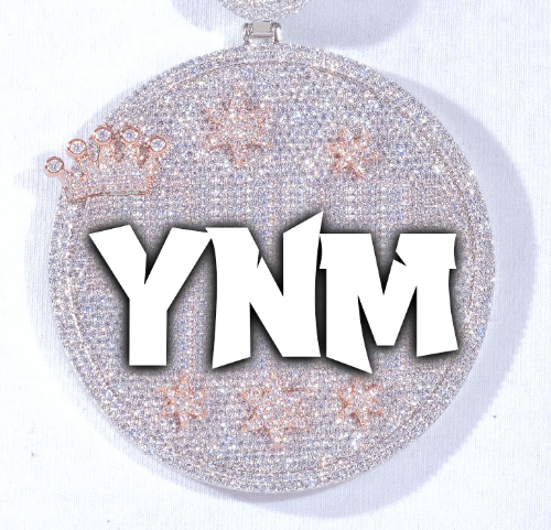CUSTOM LETTER NECKLACE 3D BIG CROWN DISC