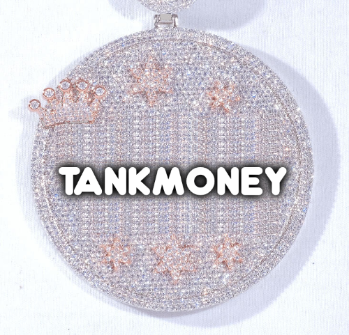 CUSTOM LETTER NECKLACE 3D BIG CROWN DISC