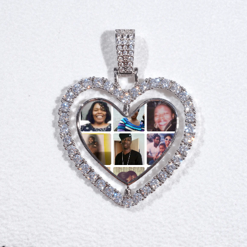 3D Spinning 2-Faced Heart Custom Picture Pendant