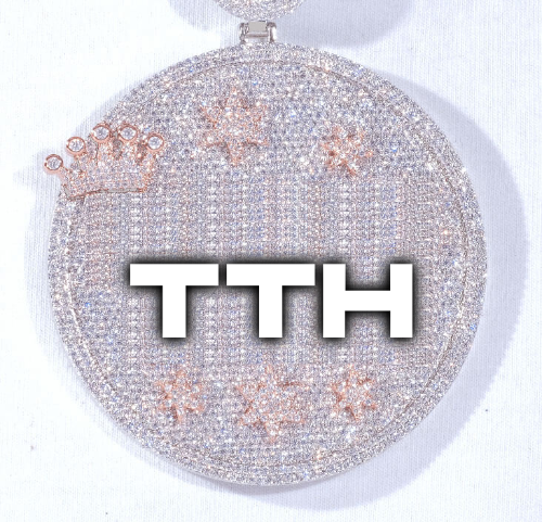 CUSTOM LETTER NECKLACE 3D BIG CROWN DISC