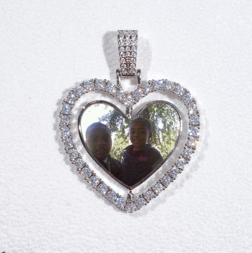 3D Spinning 2-Faced Heart Custom Picture Pendant