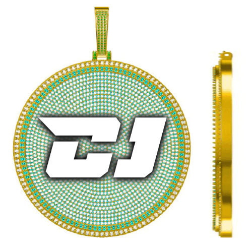CUSTOM LETTER NECKLACE 3D BIG DISC