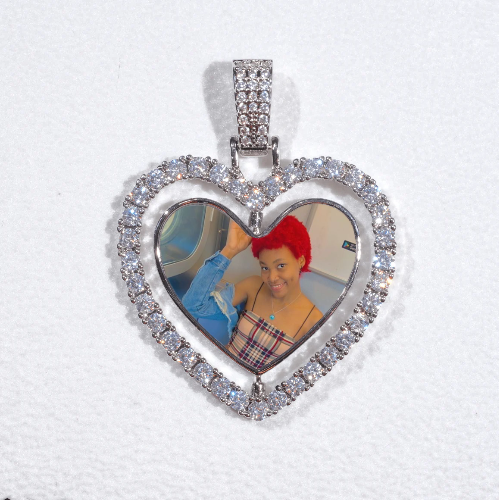 3D Spinning 2-Faced Heart Custom Picture Pendant