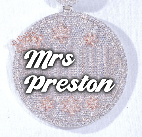 CUSTOM LETTER NECKLACE 3D BIG CROWN DISC