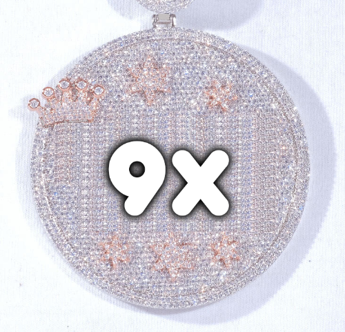 CUSTOM LETTER NECKLACE 3D BIG CROWN DISC