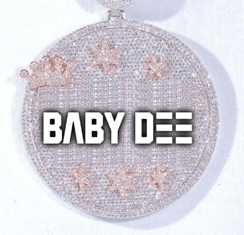 CUSTOM LETTER NECKLACE 3D BIG CROWN DISC