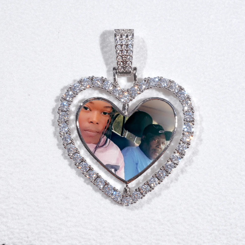 3D Spinning 2-Faced Heart Custom Picture Pendant