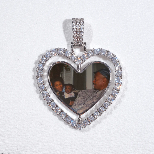3D Spinning 2-Faced Heart Custom Picture Pendant