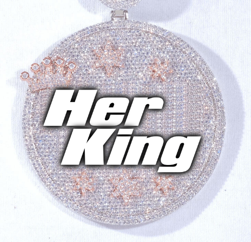 CUSTOM LETTER NECKLACE 3D BIG CROWN DISC