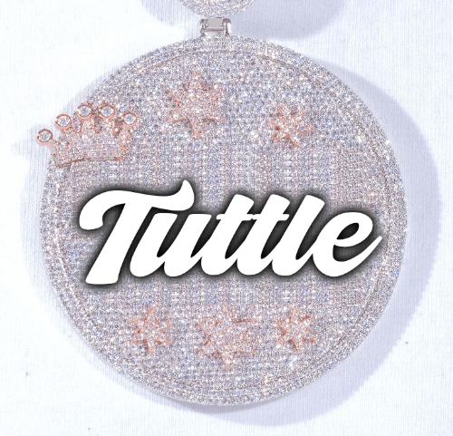 CUSTOM LETTER NECKLACE 3D BIG CROWN DISC
