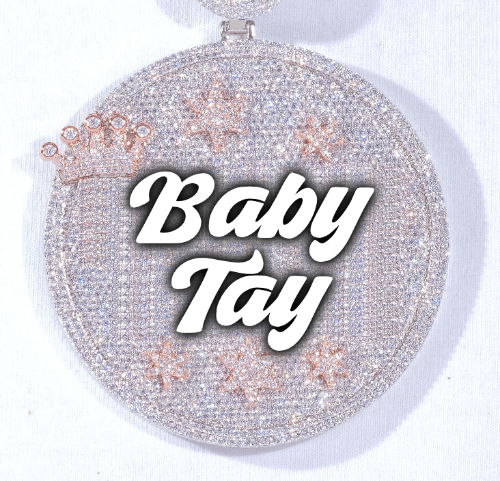 CUSTOM LETTER NECKLACE 3D BIG CROWN DISC