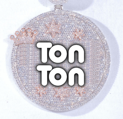 CUSTOM LETTER NECKLACE 3D BIG CROWN DISC