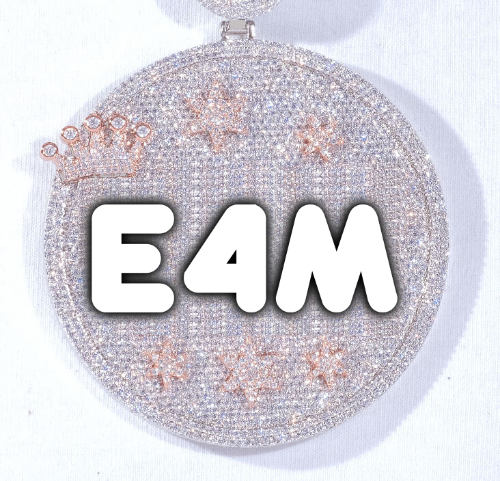 CUSTOM LETTER NECKLACE 3D BIG CROWN DISC
