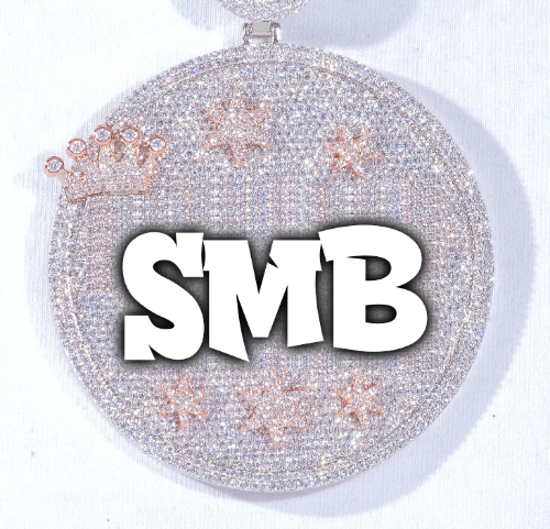 CUSTOM LETTER NECKLACE 3D BIG CROWN DISC