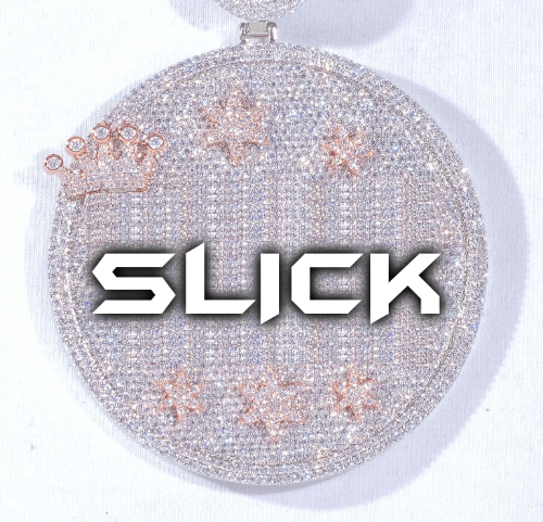 CUSTOM LETTER NECKLACE 3D BIG CROWN DISC