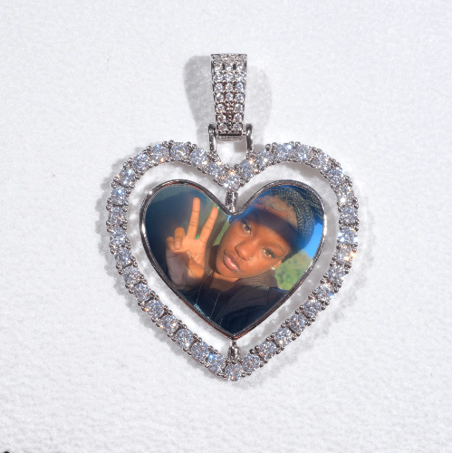 3D Spinning 2-Faced Heart Custom Picture Pendant
