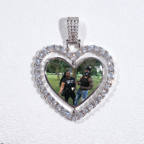 3D Spinning 2-Faced Heart Custom Picture Pendant