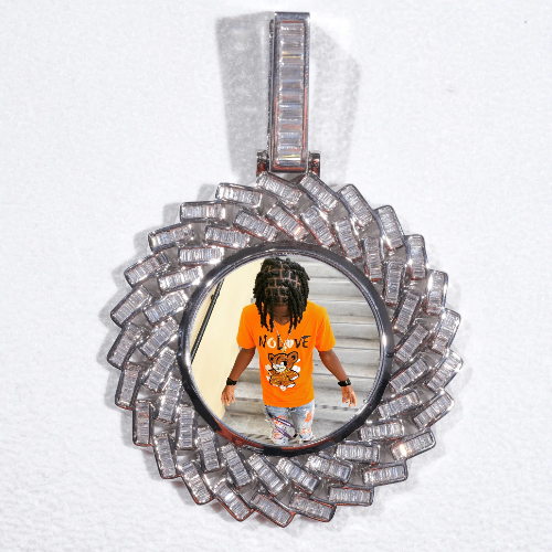 Large 3D Baguette Custom Picture Pendant