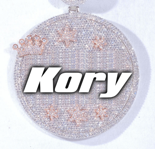 CUSTOM LETTER NECKLACE 3D BIG CROWN DISC
