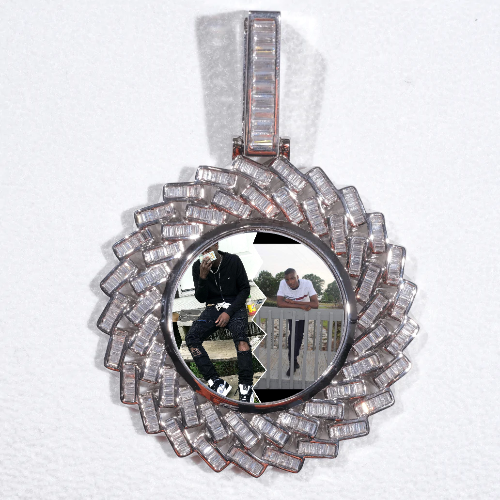 Large 3D Baguette Custom Picture Pendant