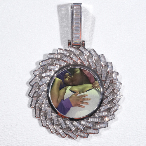 Large 3D Baguette Custom Picture Pendant