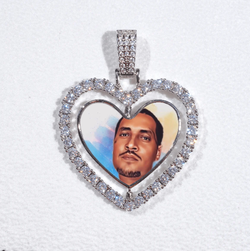 3D Spinning 2-Faced Heart Custom Picture Pendant