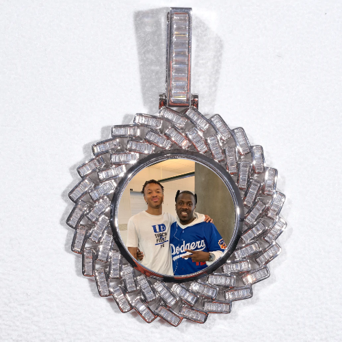 Large 3D Baguette Custom Picture Pendant