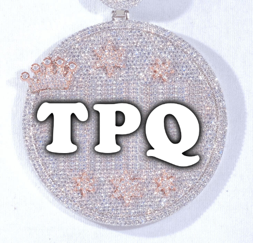 CUSTOM LETTER NECKLACE 3D BIG CROWN DISC