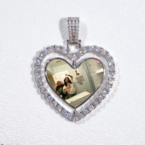 3D Spinning 2-Faced Heart Custom Picture Pendant