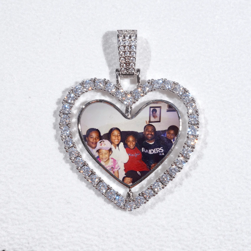 3D Spinning 2-Faced Heart Custom Picture Pendant