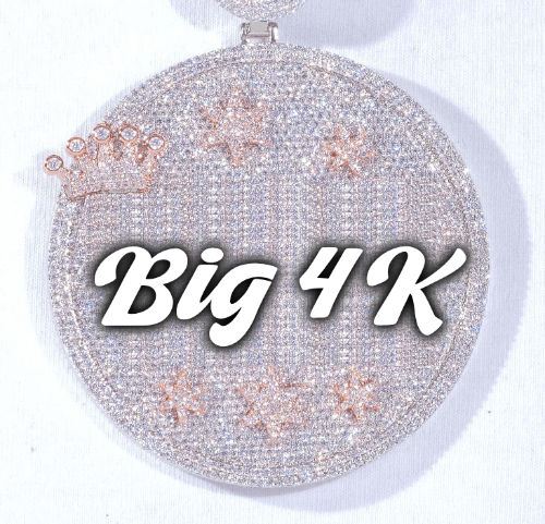 CUSTOM LETTER NECKLACE 3D BIG CROWN DISC