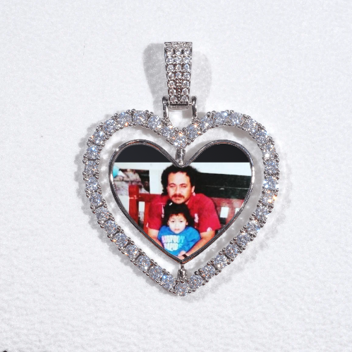 3D Spinning 2-Faced Heart Custom Picture Pendant