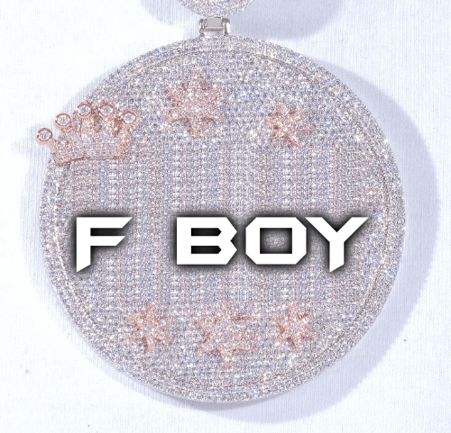 CUSTOM LETTER NECKLACE 3D BIG CROWN DISC