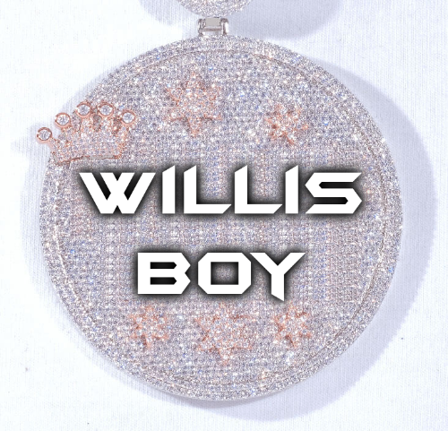 CUSTOM LETTER NECKLACE 3D BIG CROWN DISC