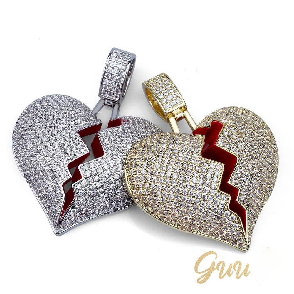 18K Gold-Plated Solid Micro-inlay AAA CZ Heartbreak Necklace - The GUU Shop