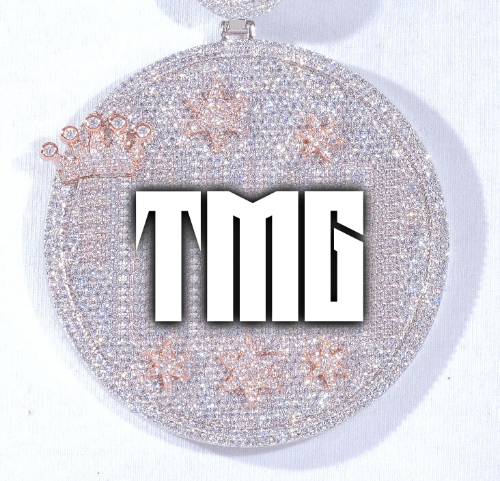 CUSTOM LETTER NECKLACE 3D BIG CROWN DISC