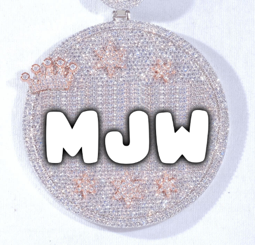 CUSTOM LETTER NECKLACE 3D BIG CROWN DISC
