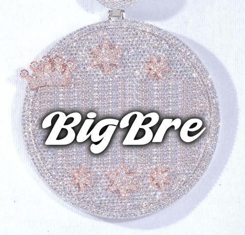 CUSTOM LETTER NECKLACE 3D BIG CROWN DISC