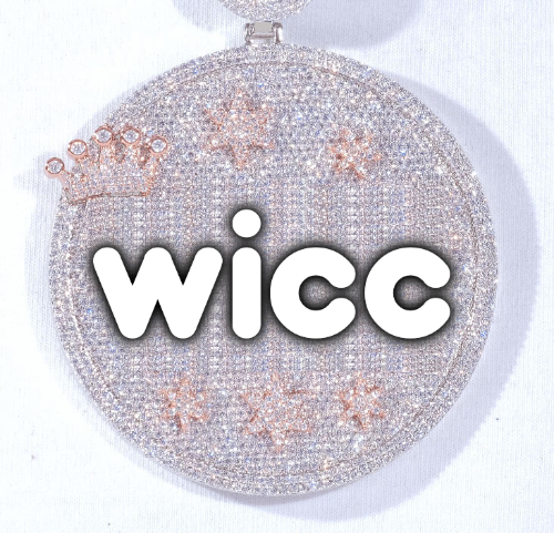 CUSTOM LETTER NECKLACE 3D BIG CROWN DISC