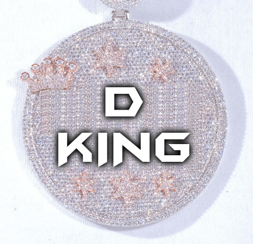 CUSTOM LETTER NECKLACE 3D BIG CROWN DISC