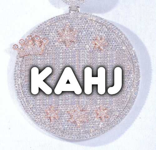 CUSTOM LETTER NECKLACE 3D BIG CROWN DISC