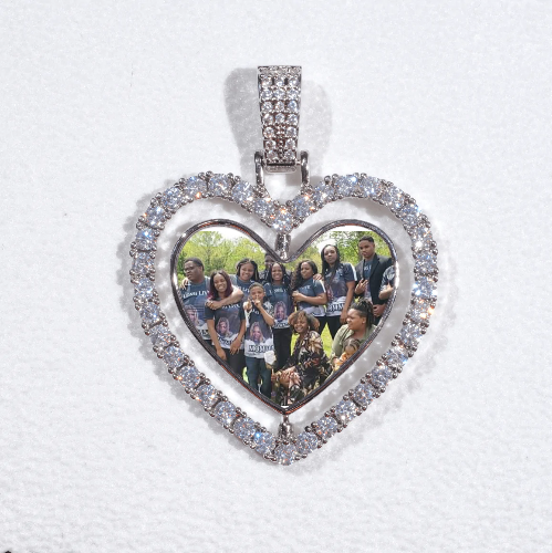 3D Spinning 2-Faced Heart Custom Picture Pendant