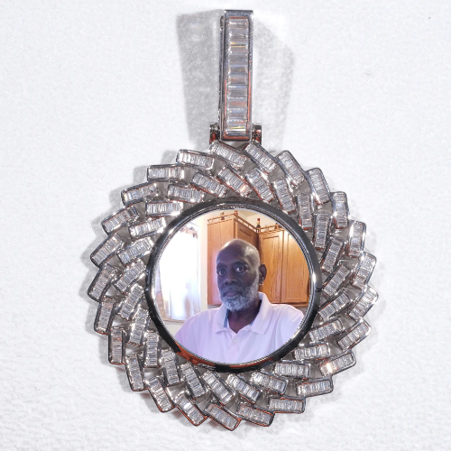 Large 3D Baguette Custom Picture Pendant