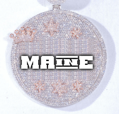 CUSTOM LETTER NECKLACE 3D BIG CROWN DISC