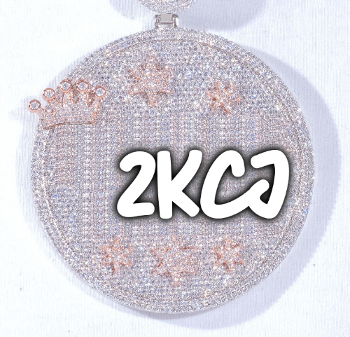 CUSTOM LETTER NECKLACE 3D BIG CROWN DISC