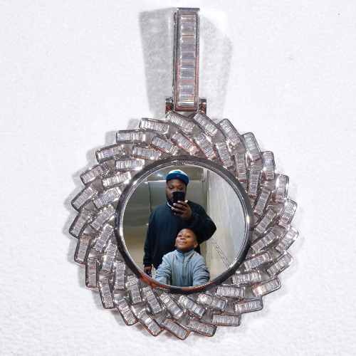 Large 3D Baguette Custom Picture Pendant